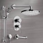 Remer TSR49 Chrome Tub and Shower Set with Rain Shower Head and Hand Shower